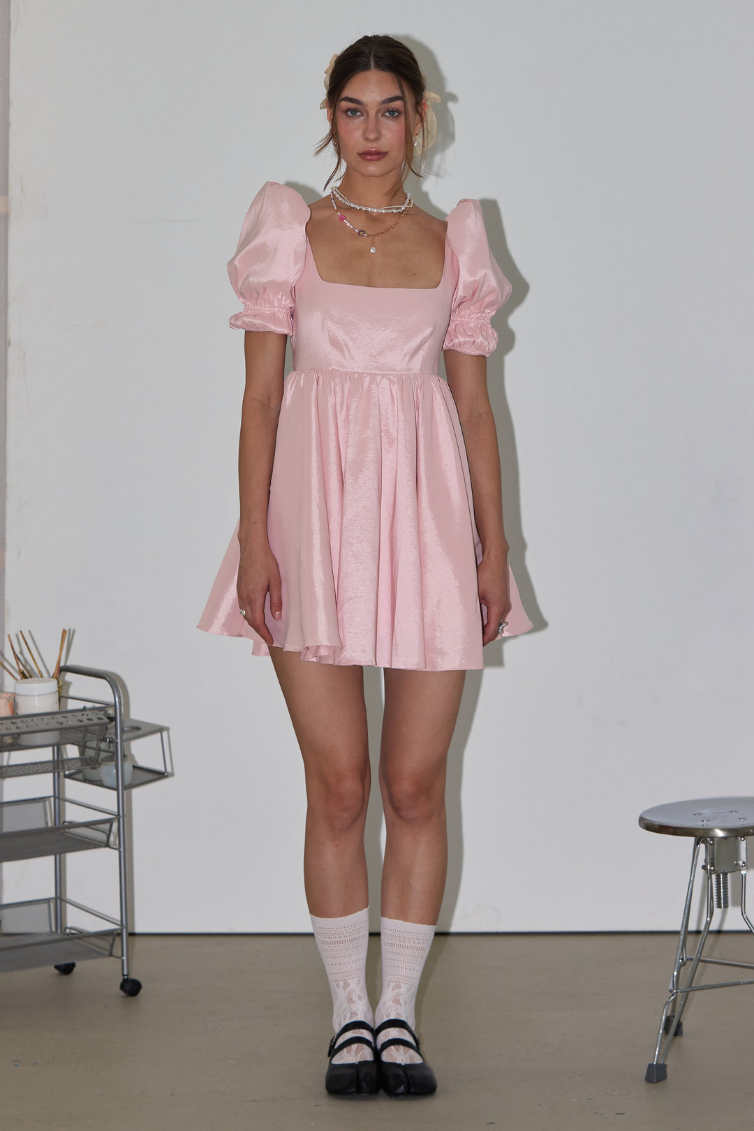 regency mini dress Regency Dress | Square Neck Denim Mini Dress