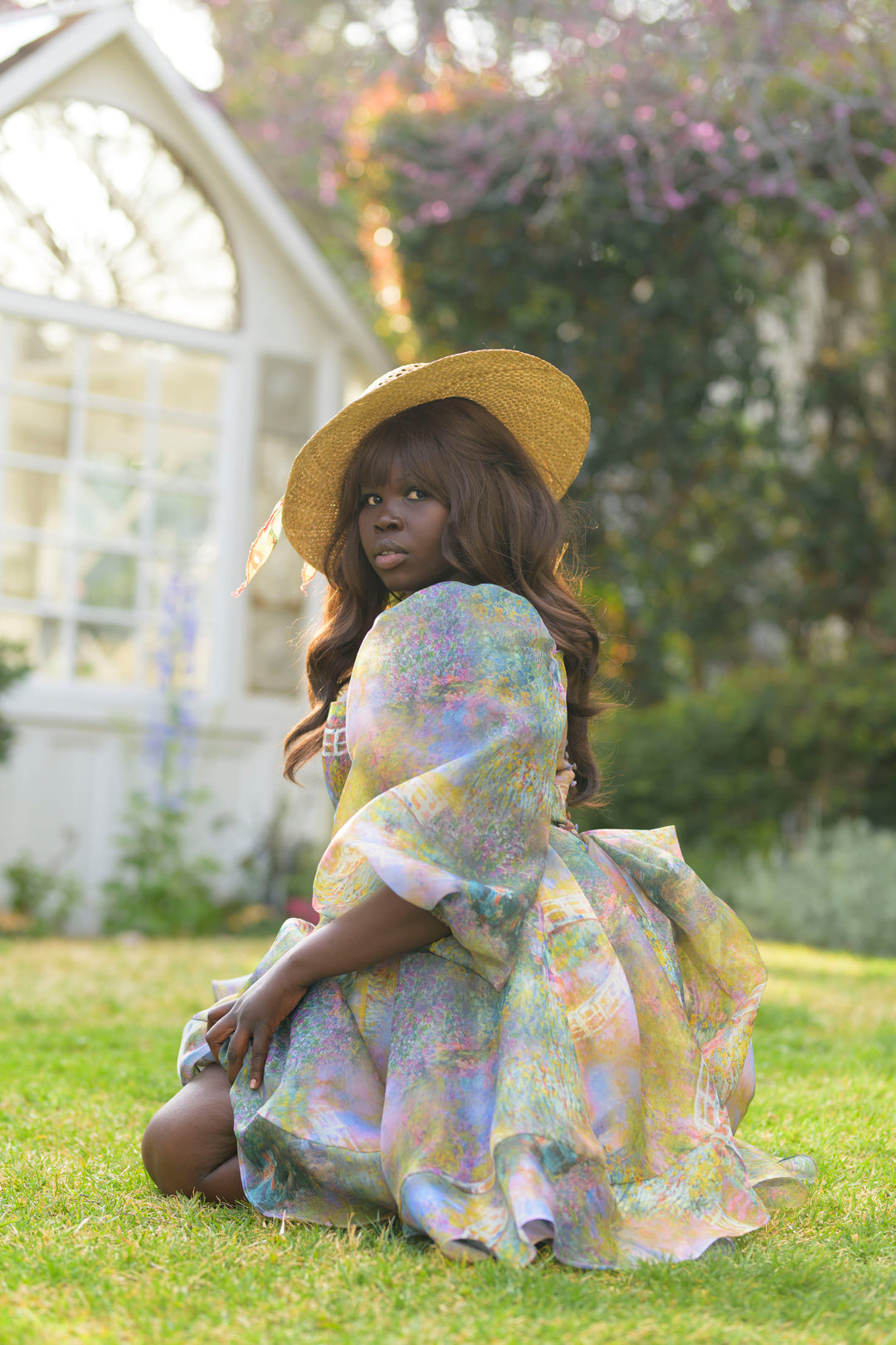 The Bridge Angel Midi Bustle Dress