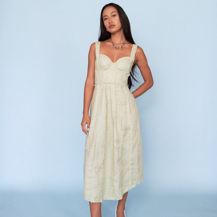 The Ruby Frayed Linen Dress