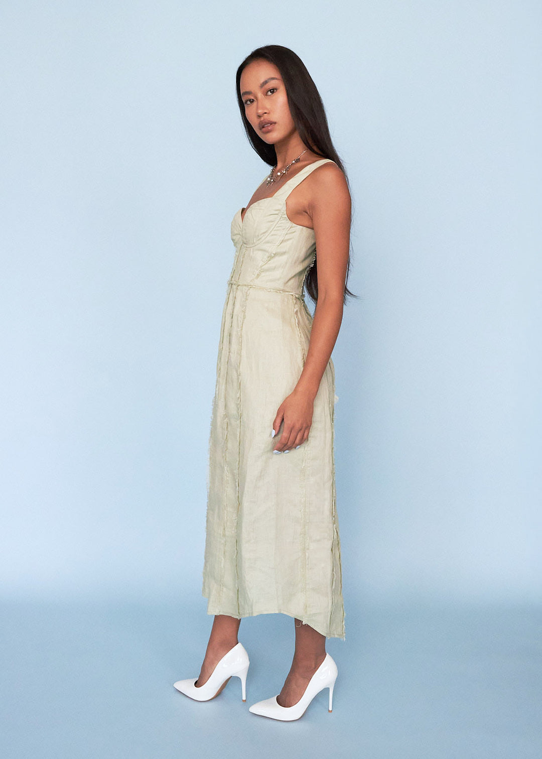 The Ruby Frayed Linen Dress