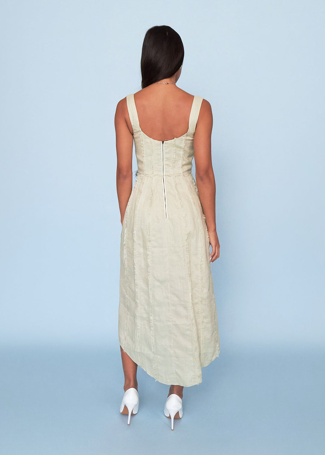 The Ruby Frayed Linen Dress