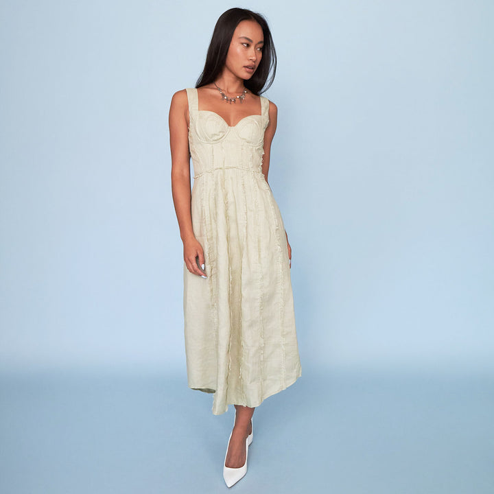 The Ruby Frayed Linen Dress