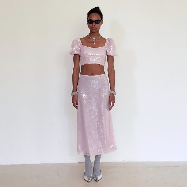 The Maiden Top in Irridescent Pink