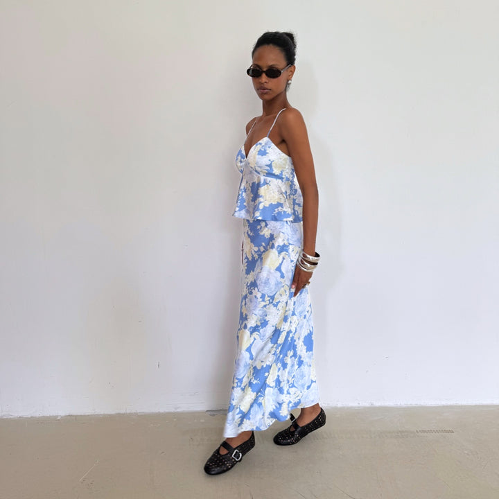 The Summer Date Slip Skirt in Powder Blue