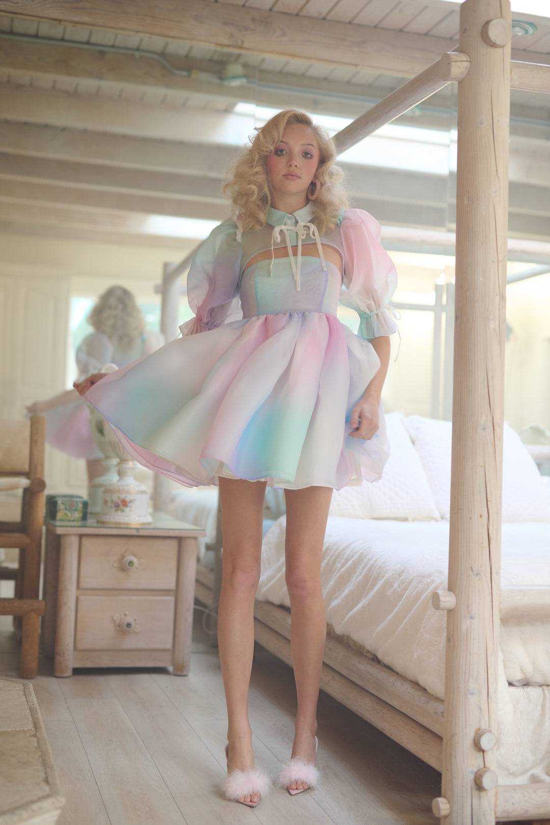selkie rainbow sequin puff dress Selkie The Rainbow Sequin Puff Shipping December 13th